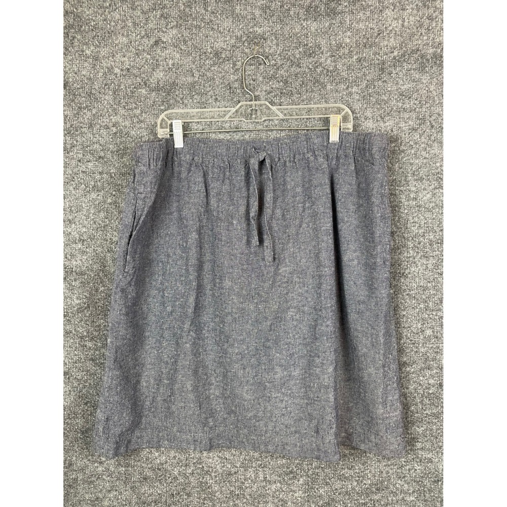 Pendleton Skirt Women XL Blue Excellent Linen Cotton Drawstring Elastic Waist